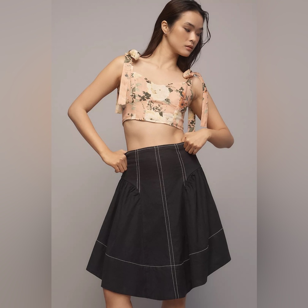 by Anthropologie Linen Blend A-Line Skirt NWT Medium MSRP $138
